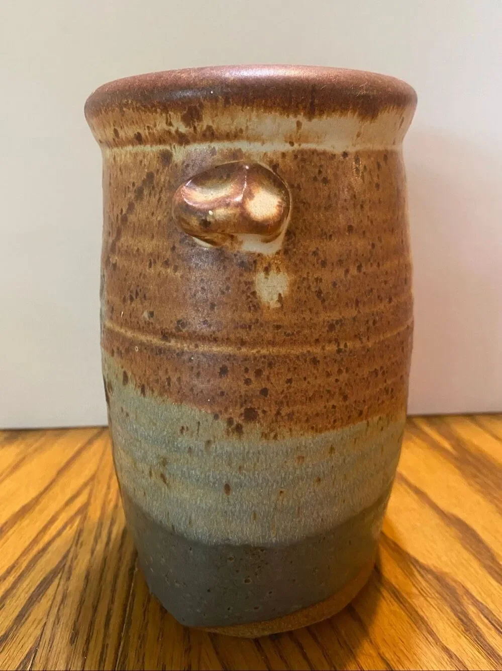 Unbranded Studio Art Pottery Vase Rustic Drip Glaze Brown Green Artist Signed